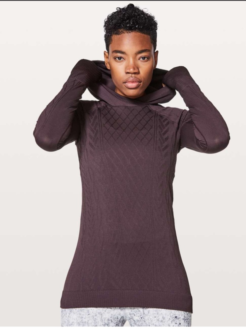 Lululemon Rest Less Hoodie W3AO3S Black Cherry fitted thumb holes 6